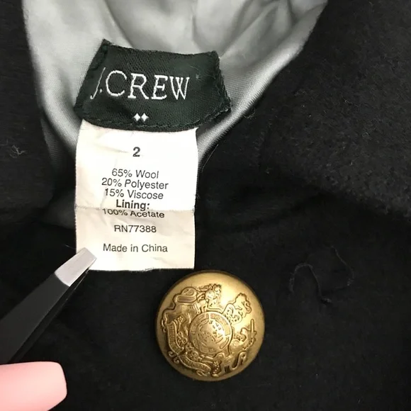 J. Crew Black Pea Coat with Gold Buttons - Picture 8 of 9